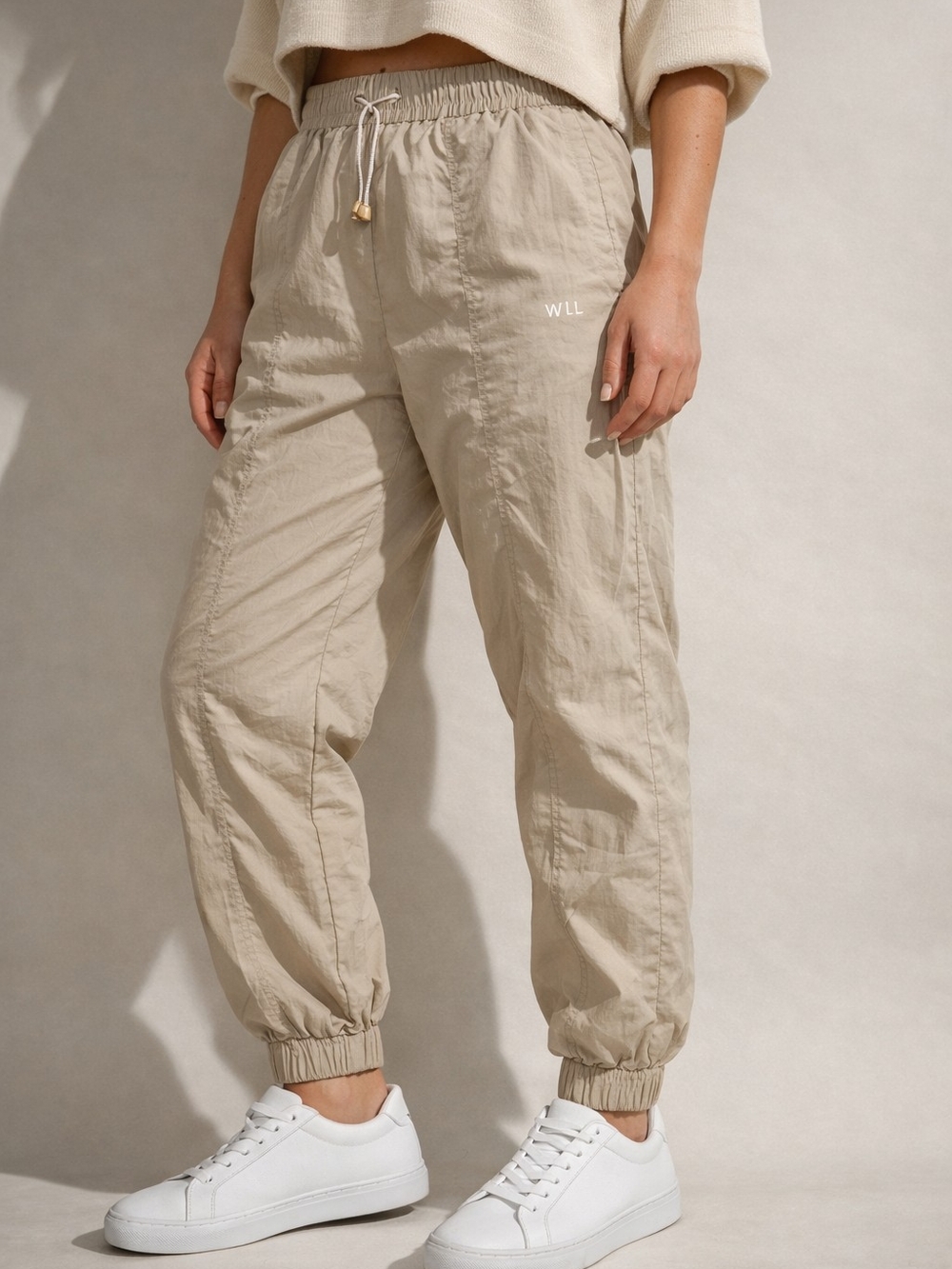 Wilo The Label travel jogger S Lightweight beige nylon Comfort fit Comfy Joggers